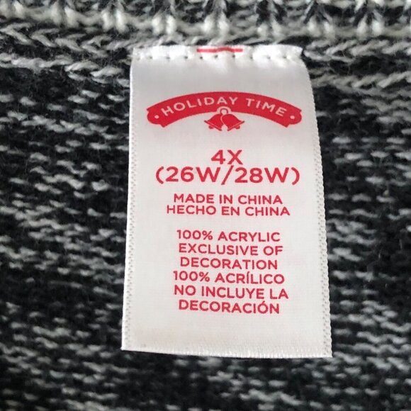 Women's 4XL Winter Just Chillin Penguin Skiing Sweater Blk & Gray - Picture 5 of 7